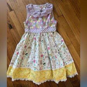 Matilda Jane Size 8 Enchanted Garden Twirl Forever Dress Easter Egg Rabbit Bunny